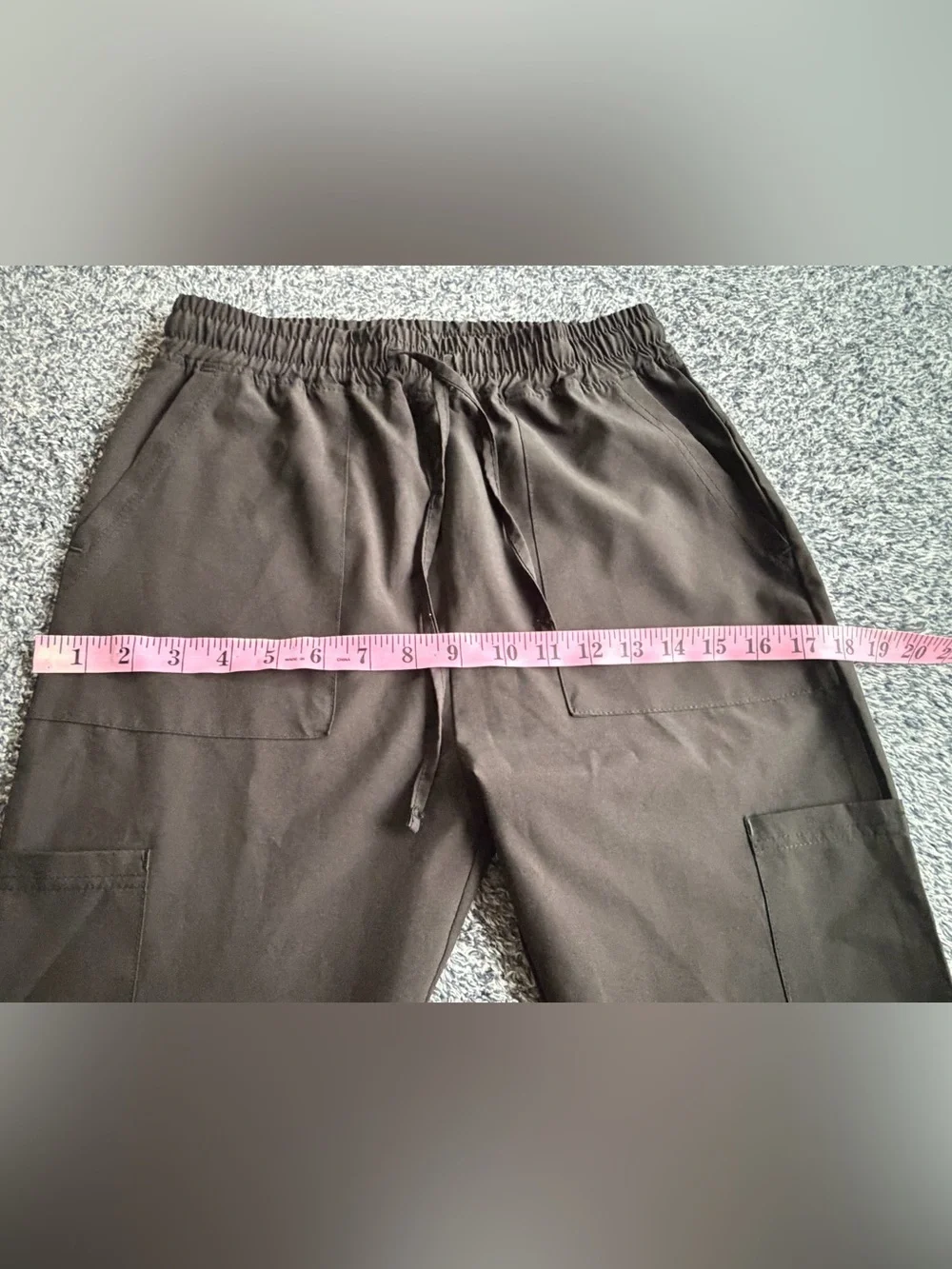 Women's Black Drawstring Cargo Crop Pants